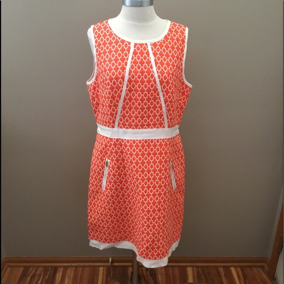 Jessica Howard Orange/White Pattern Dress - Picture 1 of 6